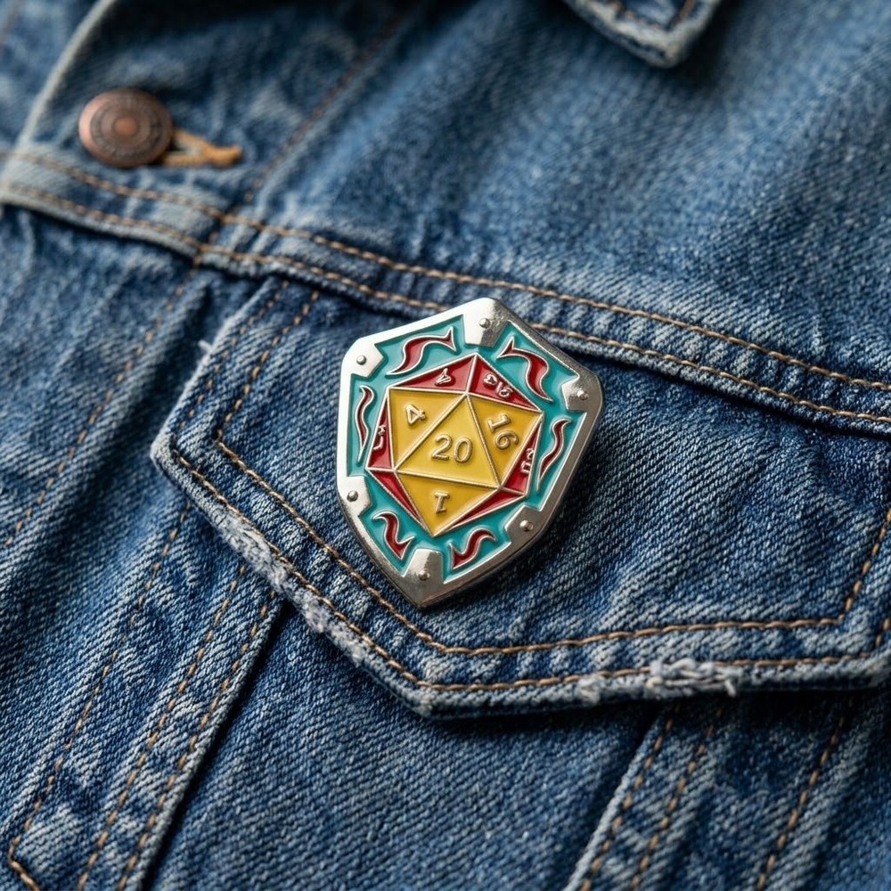 Loot Crate Loot Pins April 2016 Quest D20 Die Shield Enamel Pin D&D RPG Gaming